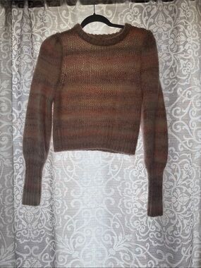 wild fable Fuzzy Striped Crewneck Sweater in Taupe Multi